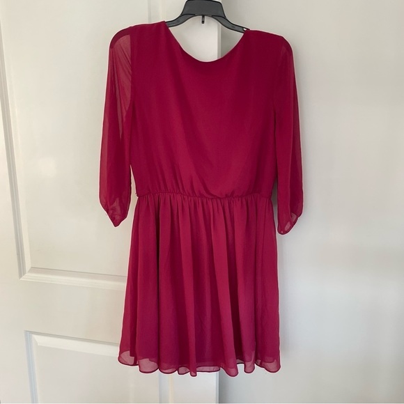By & By Cranberry Draped and Cinched Mini Dress Size L - Picture 2 of 11